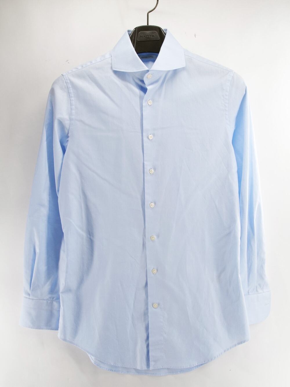 SuitSupply Men's 15 38 Light Blue Button Up Shirt Egyptian Extra Slim Fit Long